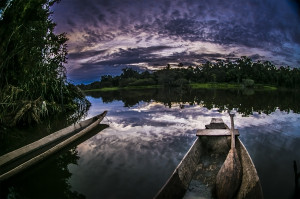 hand carved indigenous canoes on the amazon peru